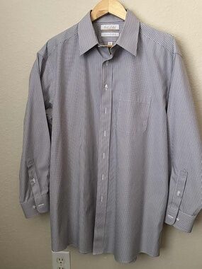 GOLD LABEL ROUNDTREE & YORKE Non-Iron Stripe Dress Shirt Size 16 NWOT
